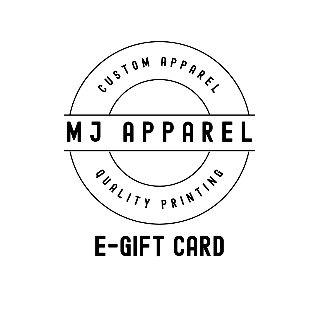 Give the gift of choice with MJ Apparel's E-Gift Card! Perfect for any occasion, our digital voucher lets recipients shop our trendy apparel collections from the comfort of home. Whether it's custom or a predesigned graphic t-shirt, they'll find the perfect fit with just a few clicks
