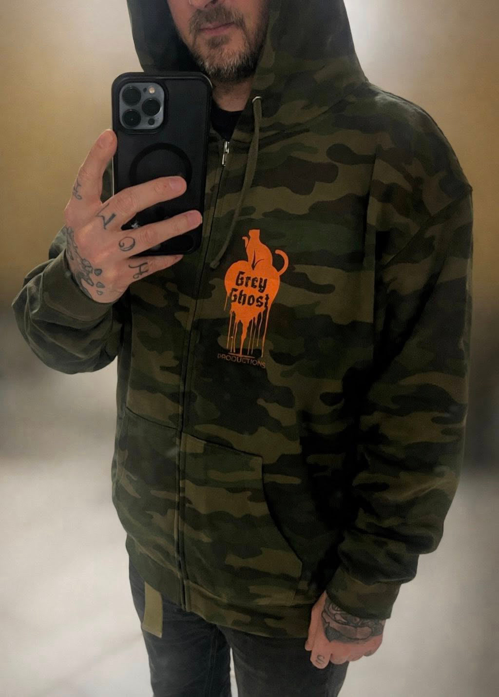 Grey Ghost Zip-Up Hoodie